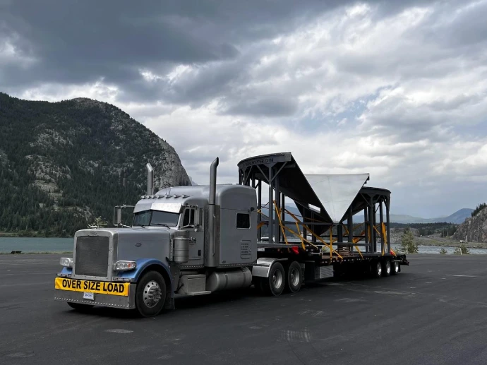 Truck with oversized load