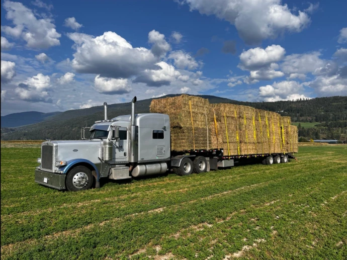Truck hauling hay